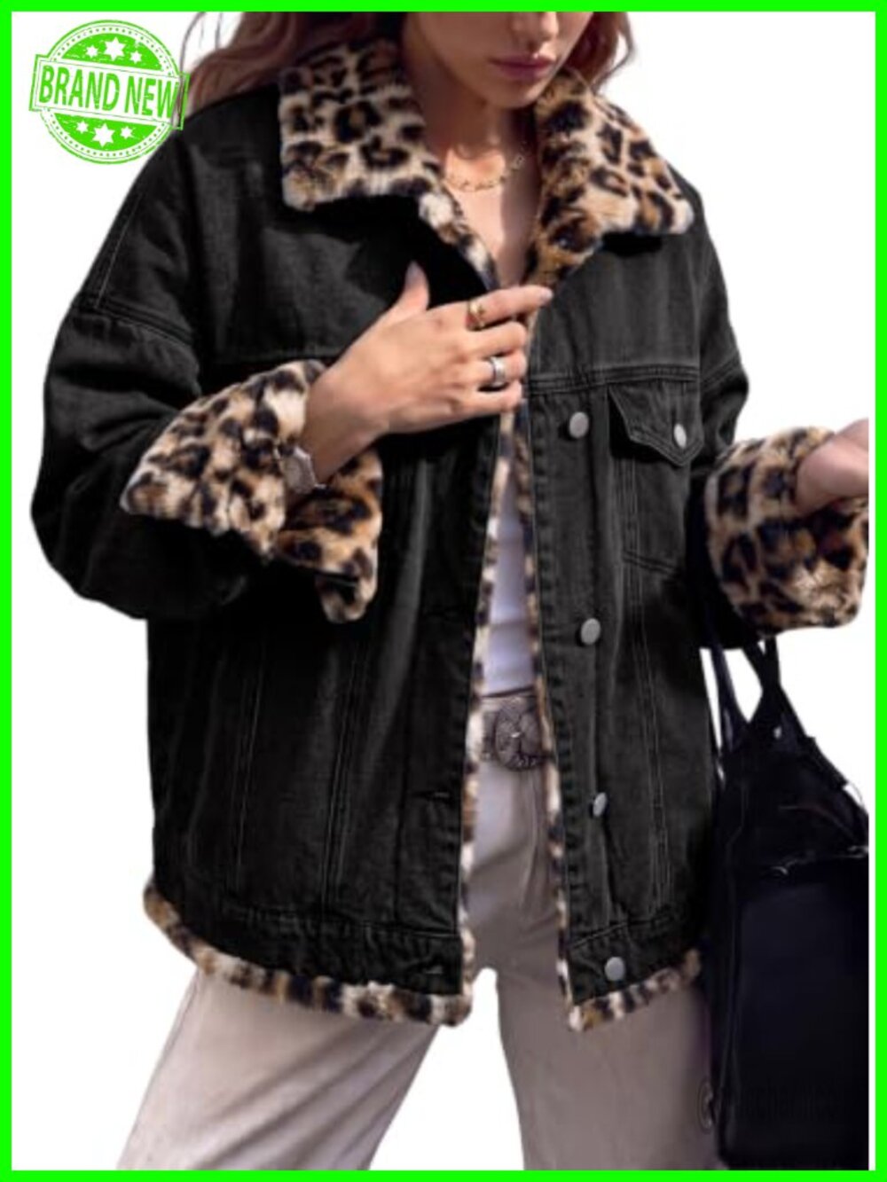 Dokotoo Reversible Sherpa Fleece Oversized Denim Jacket